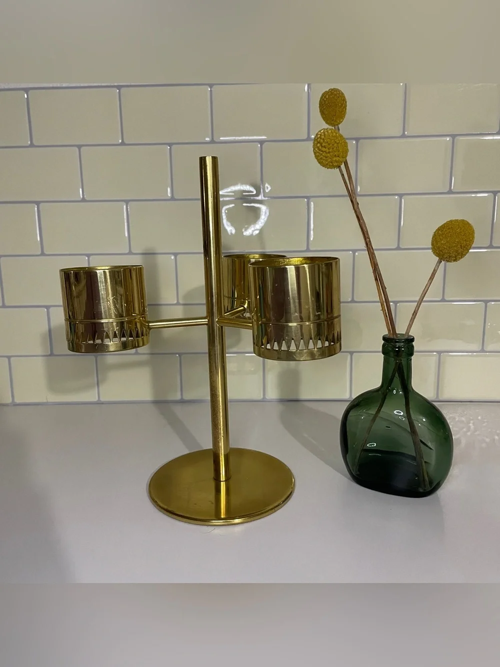 Hans-Agne Jakobsson Sweden AB brass 3 tea light holder L67